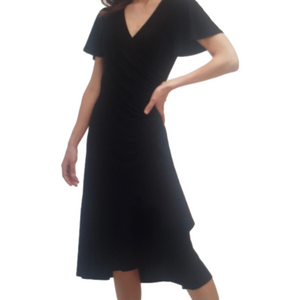 NWT Kensie Flutter-Sleeve Black Midi Dress Sz XS